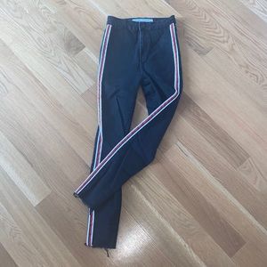 Zara black pants with red and white stripe